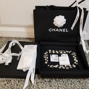 AUTH. CHANEL NWT 2022 CHANEL 100 ANNIVERSARY PEARL CC LOGO CHOKER NECKLACE  16"